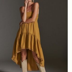 Anthropologie Maeve Cotton high-low midi Dress with Removable Straps
